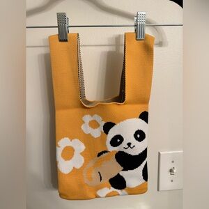 BRAND NEW NO TAGS Knit Yellow Panda Tote